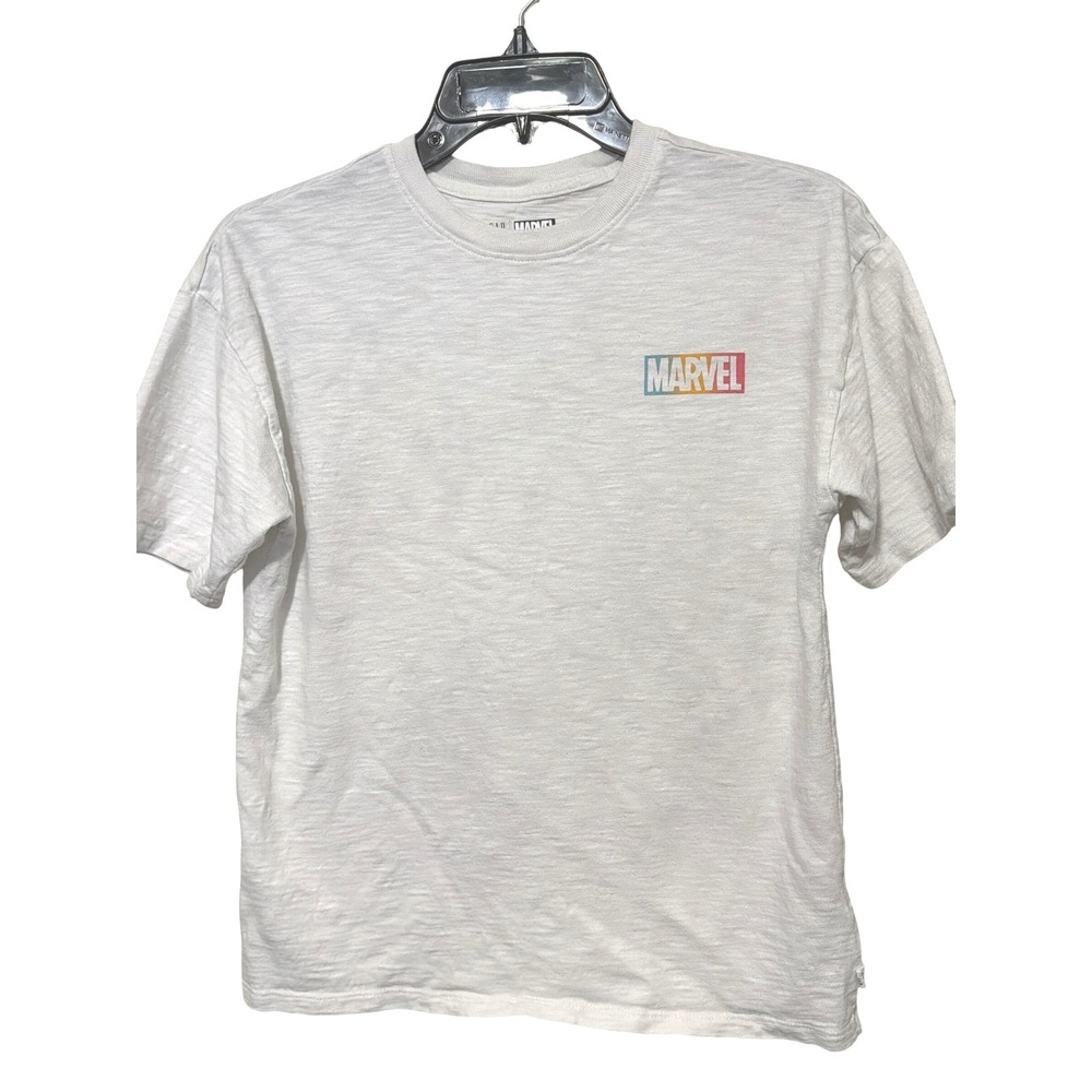 Gap Kids Marvel Avengers Graphic T-Shirt White Rainbow Logo XL 12-13 Years